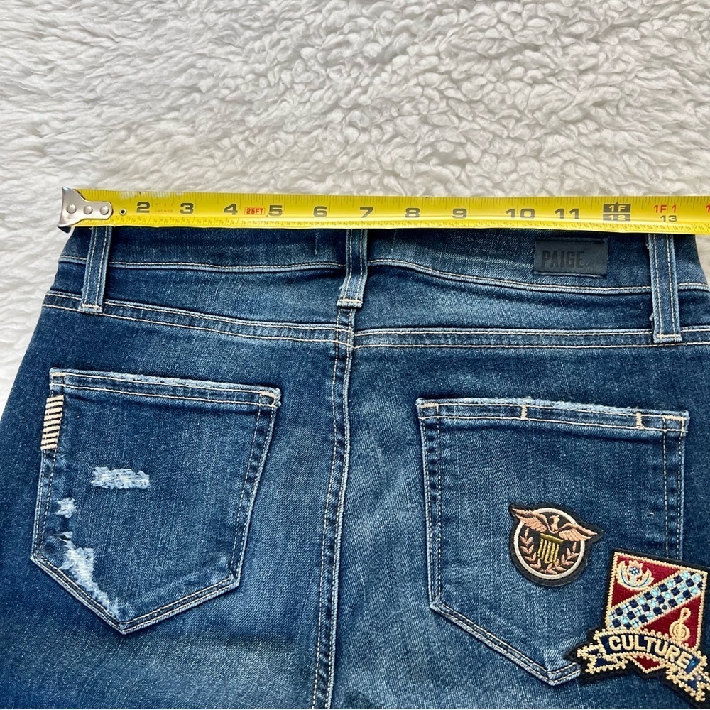 Paige Jaqueline Straight Stretchy Distressed Patches Jeans Size 26 - Picture 14 of 15